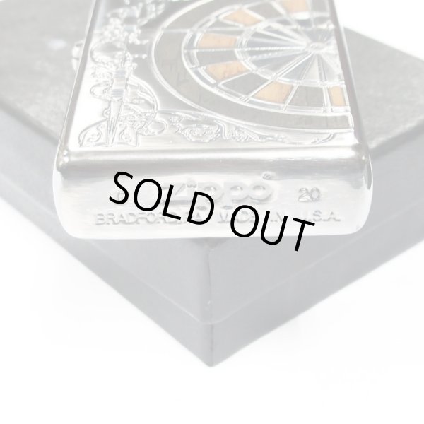 Photo4: Zippo Antique Darts Wood Inlay Oxidized Silver Both Sides Etching Japan Limited Oil Lighter (4)