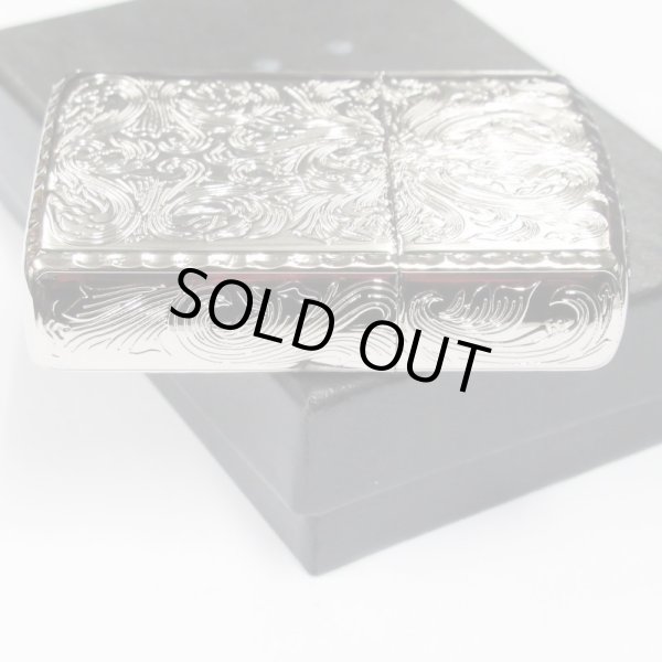 Photo3: Zippo Armor Case Arabesque Platinum Plating 5-Sides Etching Japan Limited Limited Oil Lighter King2 (3)