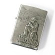 Photo1: Sterling Silver Marlboro Cowboy Metal Zippo 4-sides Etching Japan Limited Oil Lighter (1)
