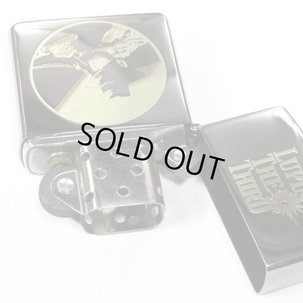 Photo3: Outlet Vintage Zippo Lupin the Third Jigen Black Nickel Gold Plating Both Sides Etching Japan Limited Oil Lighter (3)