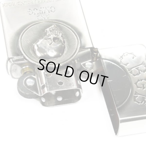 Photo3: VIntage Zippo CBGB & OMFUG Logo Skull Metal Oxidized Silver Plating Both Sides Etching Japan Limited Oil Lighter (3)