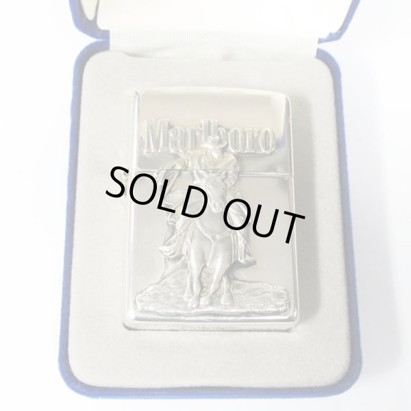 Photo8: Used Sterling Silver Marlboro Cowboy Metal Zippo 1993 Japan Limited Oil Lighter (8)