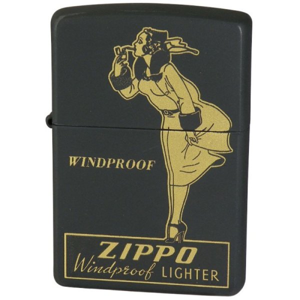 Photo1: Zippo Windploof Lady BKM-1 Matte Black Gold Plating Japan Limited Oil Lighter (1)