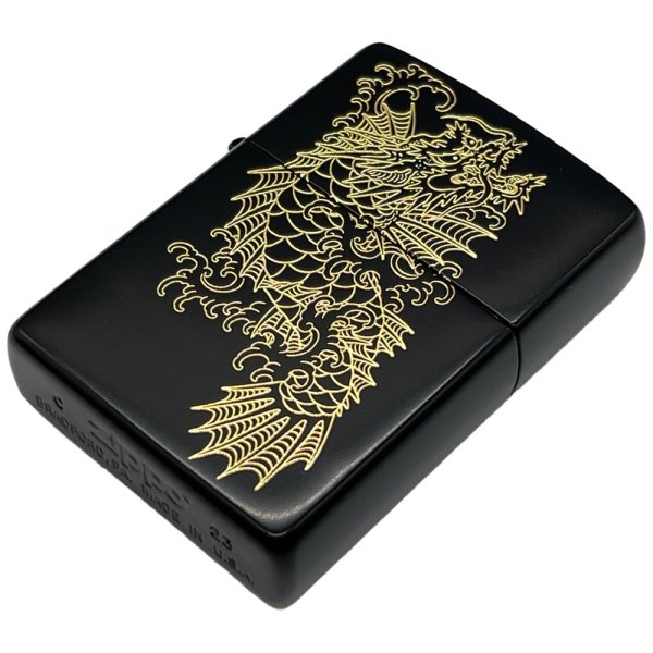 Photo1: Zippo Ryu ga Gotoku 8 Ichiban Kasuga Like a Dragon Matte Black Gold Both Sides Etching Japan Limited Oil Lighter (1)