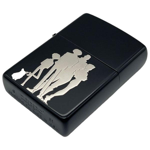 Photo1: Zippo Cowboy Bebop Spaceship Bebop Crew Matte Black Silver Both Sides Etching Japan Limited Oil Lighter (1)