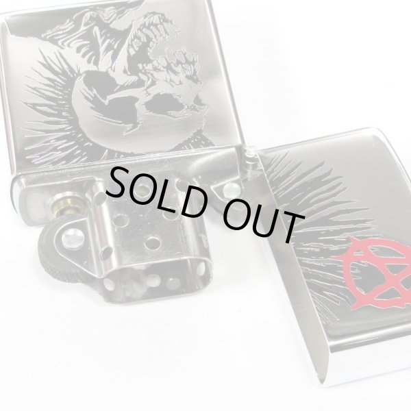 Photo3: Vintage Zippo Mohican Skull Anarchy Silver Etching Japan Limited Oil Lighter (3)