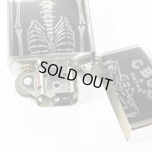 Photo3: VIntage Zippo CBGB & OMFUG Logo Skeleton Silver Etching Japan Limited Oil Lighter (3)