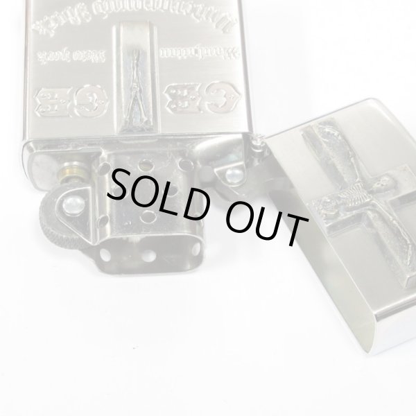 Photo3: VIntage Zippo CBGB & OMFUG Logo Cross Skeleton Metal Silver Satena Plating Both Sides Etching Japan Limited Oil Lighter (3)