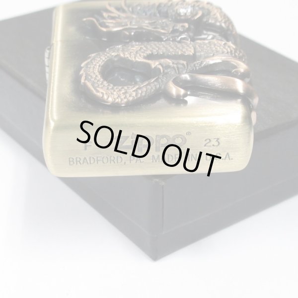 Photo5: Zippo Dragon Ryu 2-Sides Metal Antique Brass Oil Lighter Japan Limited (5)