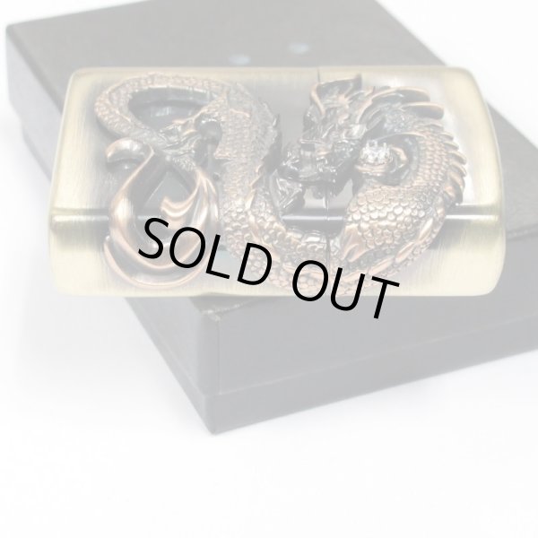 Photo4: Zippo Dragon Ryu 2-Sides Metal Antique Brass Oil Lighter Japan Limited (4)