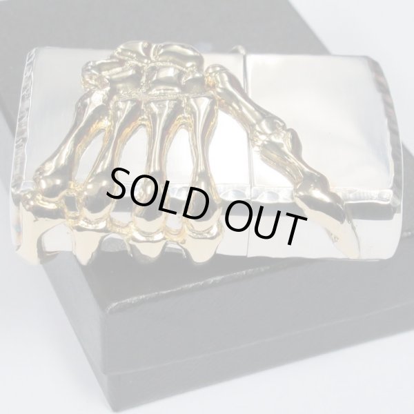Photo4: VIntage Zippo Gold Bone Hand 3-sides Metal Silver Plating Japan Limited Oil Lighter (4)