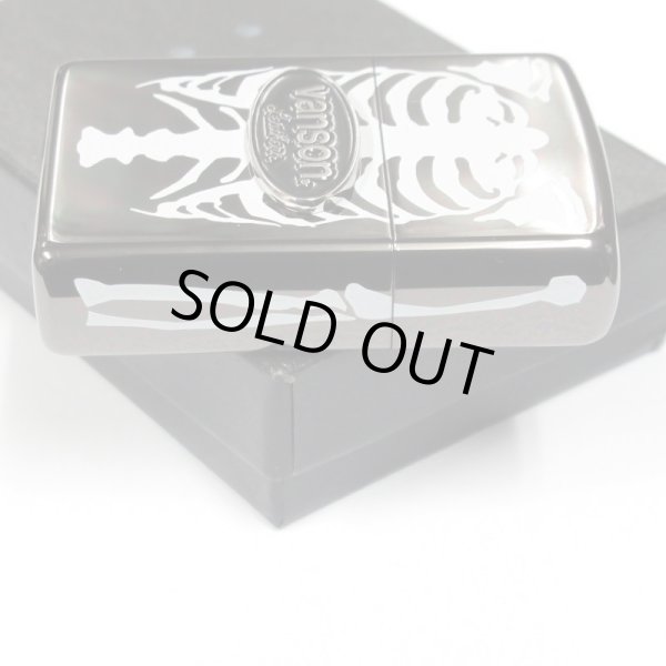 Photo4: Vintage Zippo VANSON Leather Logo Metal Skeleton Design Black Japan Limited Oil Lighter (4)