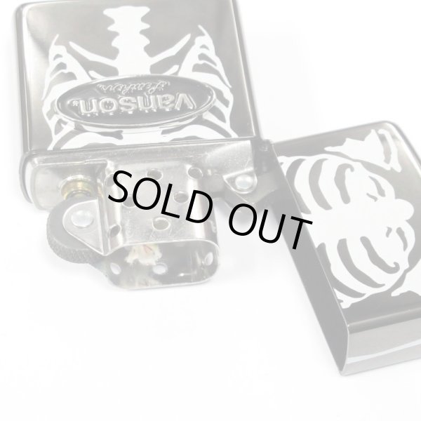 Photo3: Vintage Zippo VANSON Leather Logo Metal Skeleton Design Black Japan Limited Oil Lighter (3)