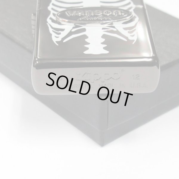 Photo6: Vintage Zippo VANSON Leather Logo Metal Skeleton Design Black Japan Limited Oil Lighter (6)