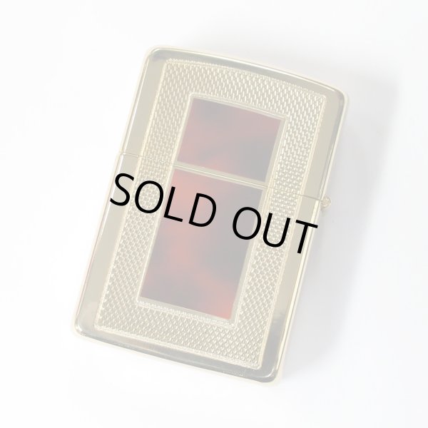 Photo2: Vintage Zippo Mesh Marble Design Both Sides Etching Italic Bottom Gold Tank 1989 Japan Limited Oil Lighter (2)