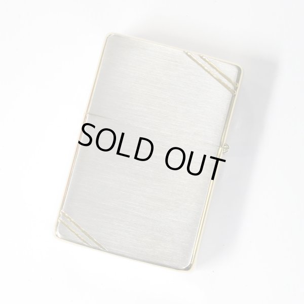 Photo2: Outlet Vintage Zippo Flat Top Logo Etching Silver Gold 1990 Japan Limited Oil Lighter (2)