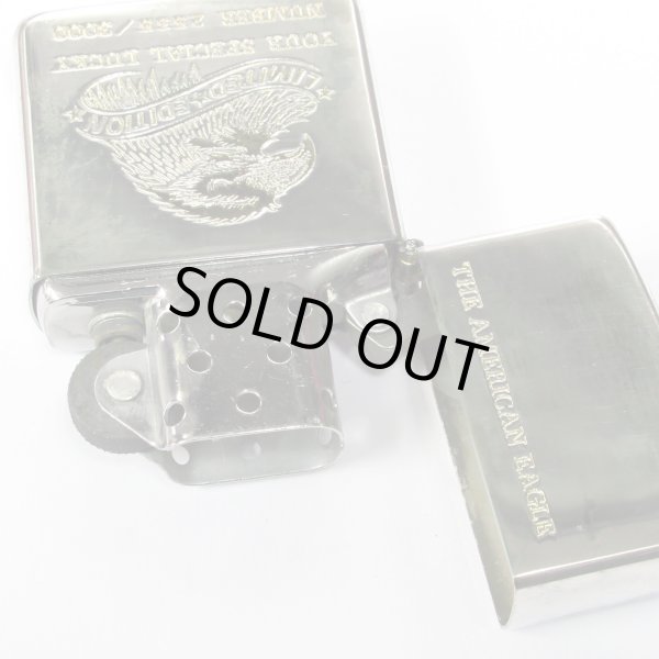 Photo3: Outlet Vintage Zippo American Eagle Etching Italic Bottom Silver 1989 Japan Limited Oil Lighter (3)