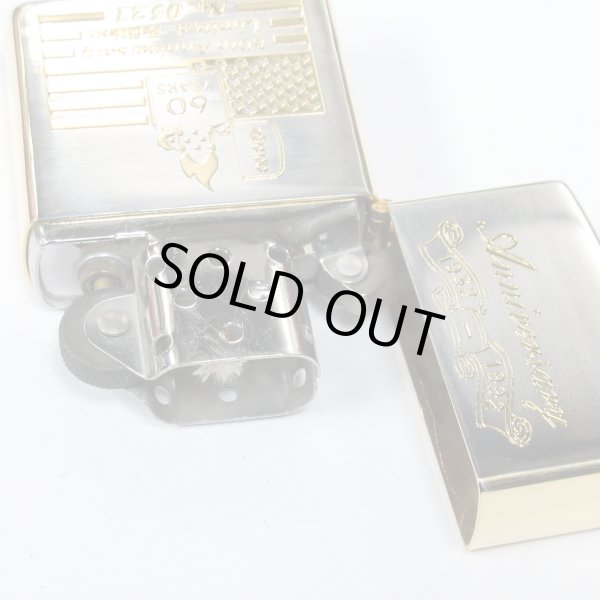 Photo3: Vintage Zippo 60th Anniversary Logo Italic Bottom Silver Gold 1991 Japan Limited Oil Lighter 0521/1000 (3)