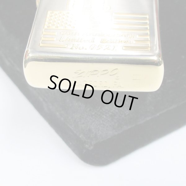 Photo4: Vintage Zippo 60th Anniversary Logo Italic Bottom Silver Gold 1991 Japan Limited Oil Lighter 0521/1000 (4)