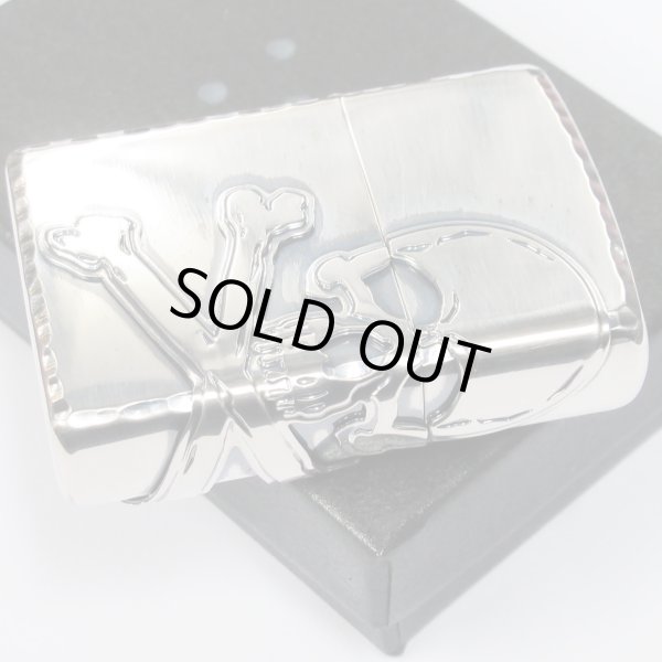 Photo3: Vintage Zippo Skull Crossbones 3-sides Metal Oxidized Silver Plating Japan Limited Oil Lighter (3)