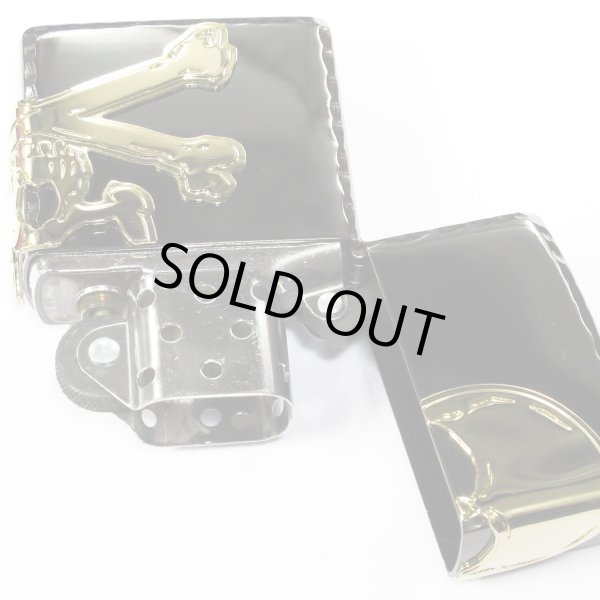 Photo4: Vintage Zippo Skull Crossbones 3-sides Metal Black Nickel Gold Japan Limited Oil Lighter (4)