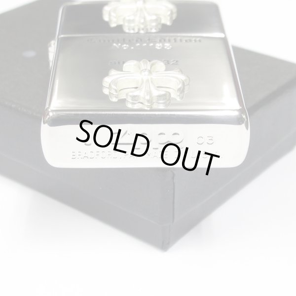 Photo4: Vintage Zippo Gothic Double Cross Metal Silver Etching 2003 Japan Limited Oil Lighter (4)
