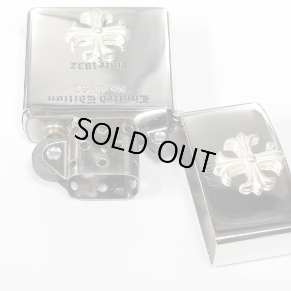 Photo3: Vintage Zippo Gothic Double Cross Metal Silver Etching 2003 Japan Limited Oil Lighter (3)