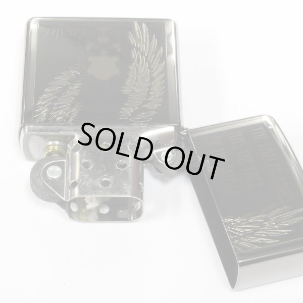 Photo3: Vintage Zippo Skull Wing Both Sides Design Black Nickel Plating 2008 Japan Limited Oil Lighter (3)