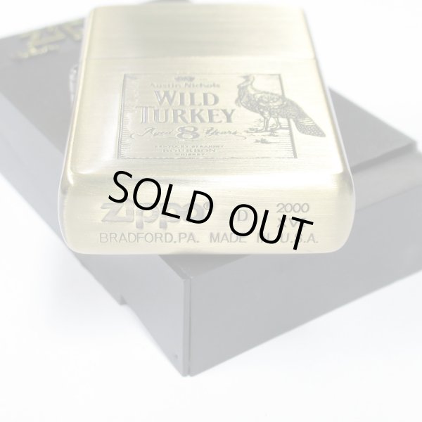 Photo4: Vintage Zippo Wild Turkey Aged 8 years Bourbon Whiskey Etching Brass 2000 Japan Limited Oil Lighter (4)