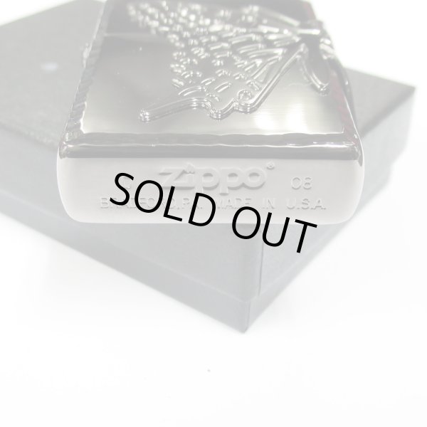 Photo5: Vintage Zippo Butterfly 3-sides Metal Black Nickel Plating 2008 Japan Limited Oil Lighter (5)