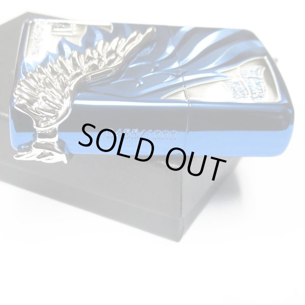Photo3: Zippo Angel's Wings 3-sides Metal Japan 1000 Limited PAW-116BL Ion Blue Silver Etching Oil Lighter (3)