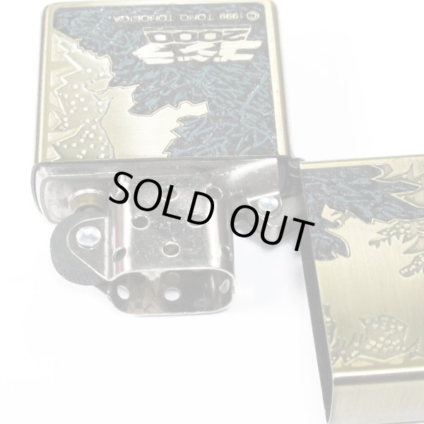 Photo3: Vintage Zippo Godzilla 2000 Antique Brass Plating Both Sides Etching Japan Limited Oil Lighter (3)
