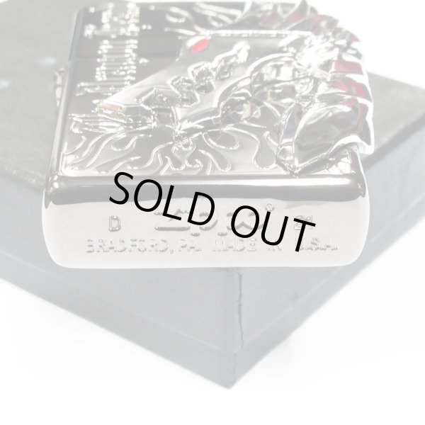Photo5: Zippo Dragon Head 2-sides Metal Flame Black Nickel Plating Etching Japan Limited Oil Lighter (5)