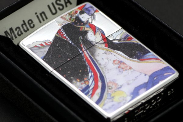 Photo6: Zippo Aoi no Ue The Tale of Genji Kimono Amano Yoshitaka Both Sides Etching Japan Limited Oil Lighter (6)