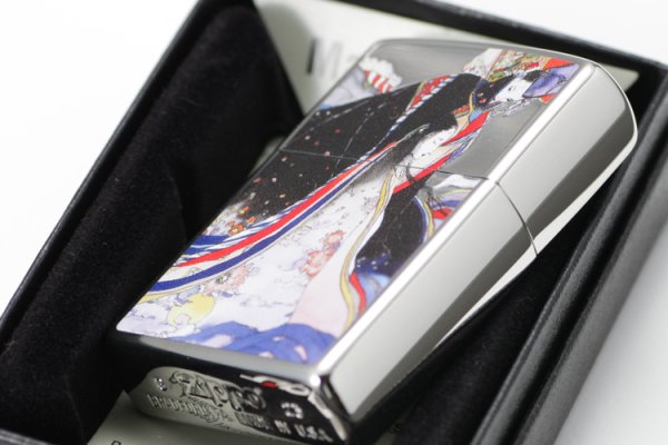 Photo5: Zippo Aoi no Ue The Tale of Genji Kimono Amano Yoshitaka Both Sides Etching Japan Limited Oil Lighter (5)