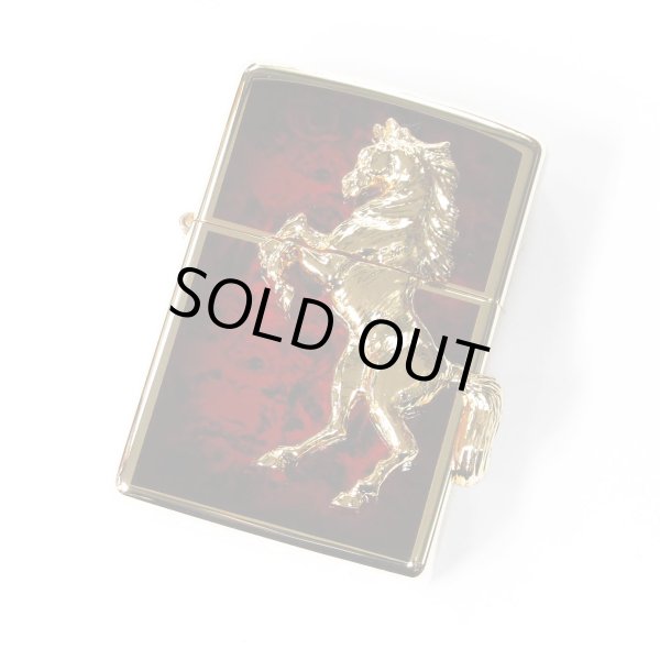 Photo1: Zippo Winning Whinny Deep Red Horse Metal Gold Plating Gold Tank Japan Limited Oil Lighter (1)