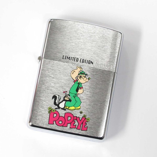 Photo1: Vintage Zippo Popeye the Sailorman Skunk Anime Satena Etching Japan Limited Oil Lighter (1)