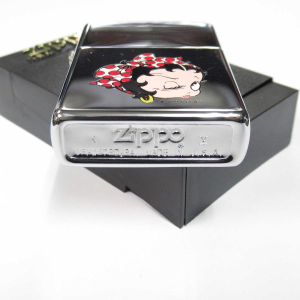 Photo3: Vintage Zippo Betty Boop Polka Dot Hair Ribbon Mirror 1994 Oil Lighter (3)