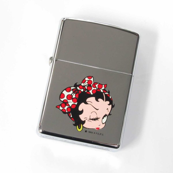 Photo1: Vintage Zippo Betty Boop Polka Dot Hair Ribbon Mirror 1994 Oil Lighter (1)