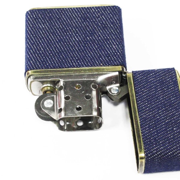 Photo3: Zippo Armor Case Blue Denim Cotton Roll Brass Japan Limited Oil Lighter (3)