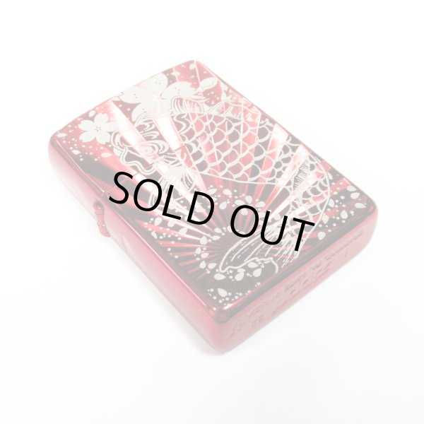 Photo4: Zippo Armor Case Jumping Carp Sakura Cherry Blossoms Ion Red Japan Limited Oil Lighter (4)