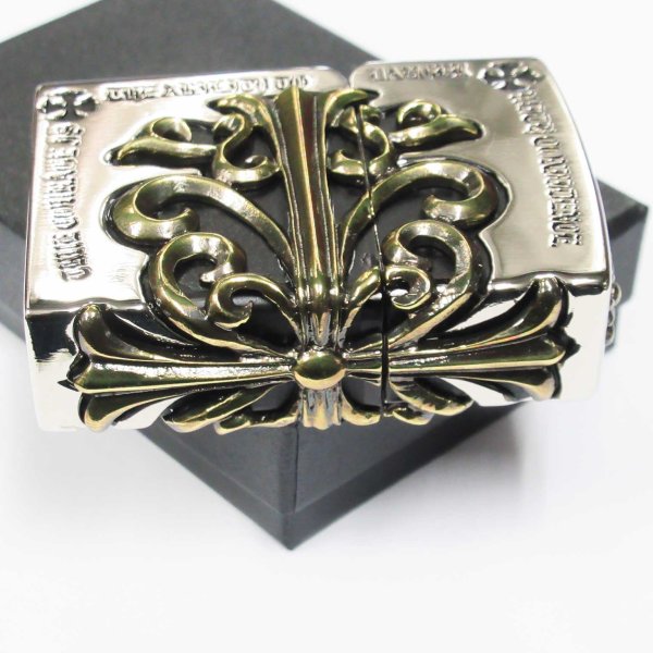 Photo3: Zippo Gothic Gold Side Arabesque Cross Full Metal Jacket Japan Limited Heavy Weight Oil Lighter (3)