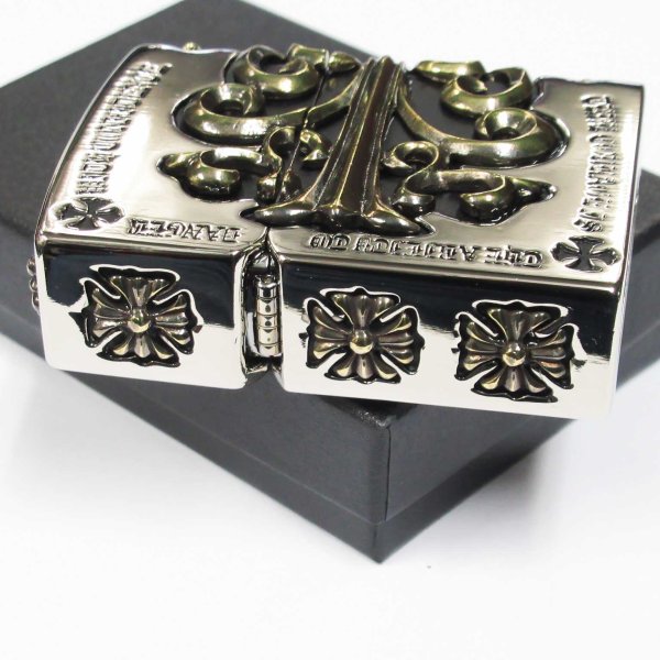 Photo5: Zippo Gothic Gold Side Arabesque Cross Full Metal Jacket Japan Limited Heavy Weight Oil Lighter (5)