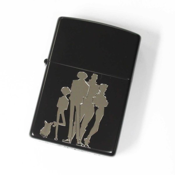 Photo1: Zippo Cowboy Bebop Spaceship Bebop Crew Matte Black Silver Both Sides Etching Japan Limited Oil Lighter (1)