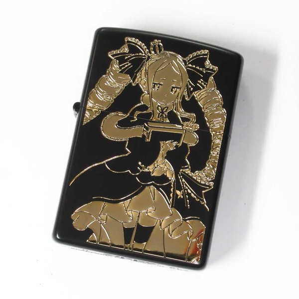 Photo1: Zippo Re: Life in a different world starting from zero Beatrice Matte Black Gold Both Sides Etching Japan Limited Oil Lighter (1)