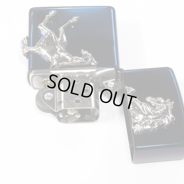 Photo3: Zippo Winning Whinny Silver Horse Metal Blue Titanium Plating Etching Japan Limited Oil Lighter (3)