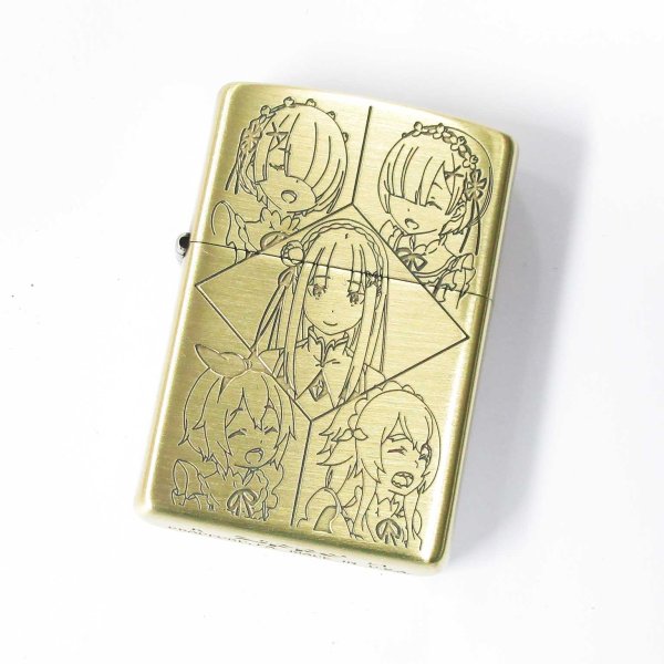 Photo1: Zippo Re:ZERO Starting Life in Another World Emilia Oxidized Brass Plating Both Sides Etching Japan Limited Oil Lighter (1)