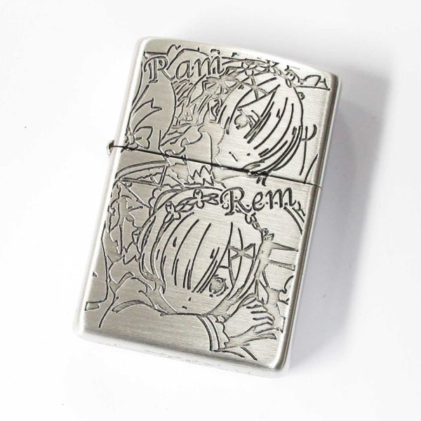 Photo1: Zippo Re:ZERO Starting Life in Another World Rem & Ram Oxidized Silver Plating Both Sides Etching Japan Limited Oil Lighter (1)