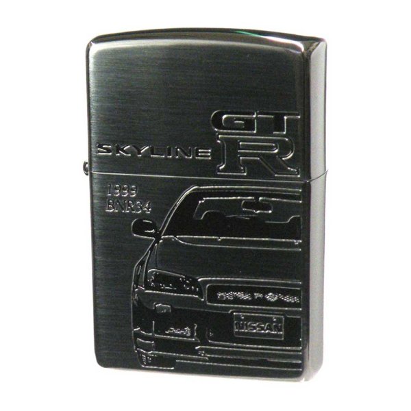 Photo1: Zippo NISSAN SKYLINE GT-R BNR34 Both Sides Etching Black Nickel Plating Japan Limited Oil Lighter (1)
