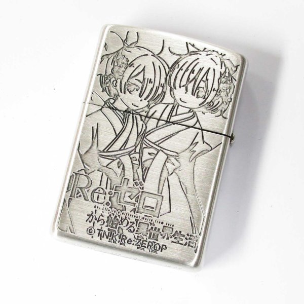 Photo2: Zippo Re:ZERO Starting Life in Another World Rem & Ram Oxidized Silver Plating Both Sides Etching Japan Limited Oil Lighter (2)